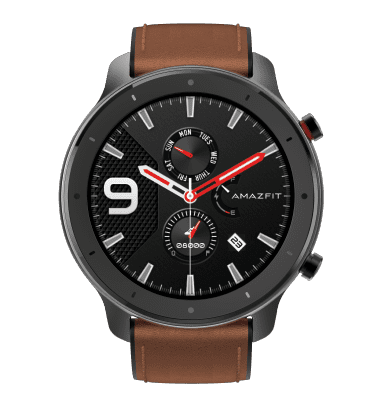 Умные часы Amazfit GTR 47mm aluminium case, leather strap (Brown-Black/Коричневый-Черный) - 2